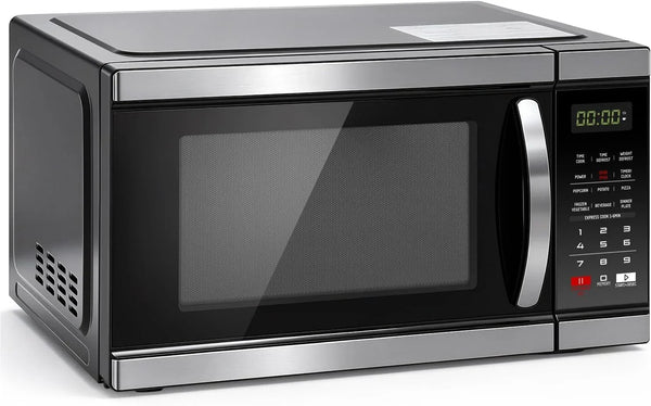 Microwave Countertop Ovens 1000 Watt, Black Small Microwave 1.1 Cu Ft, Large Microwave Digital 6 Auto Cooking, Eco Mode, Child Lock, 10 Power Level, Led Display, Easy Clean, Memory Function1