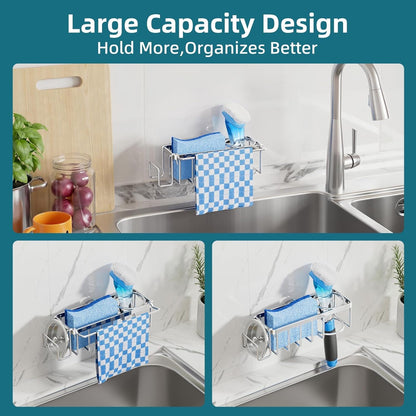 4-In-1 Sink Caddy for Kitchen Sink with Strong Suction Cup-Silver6