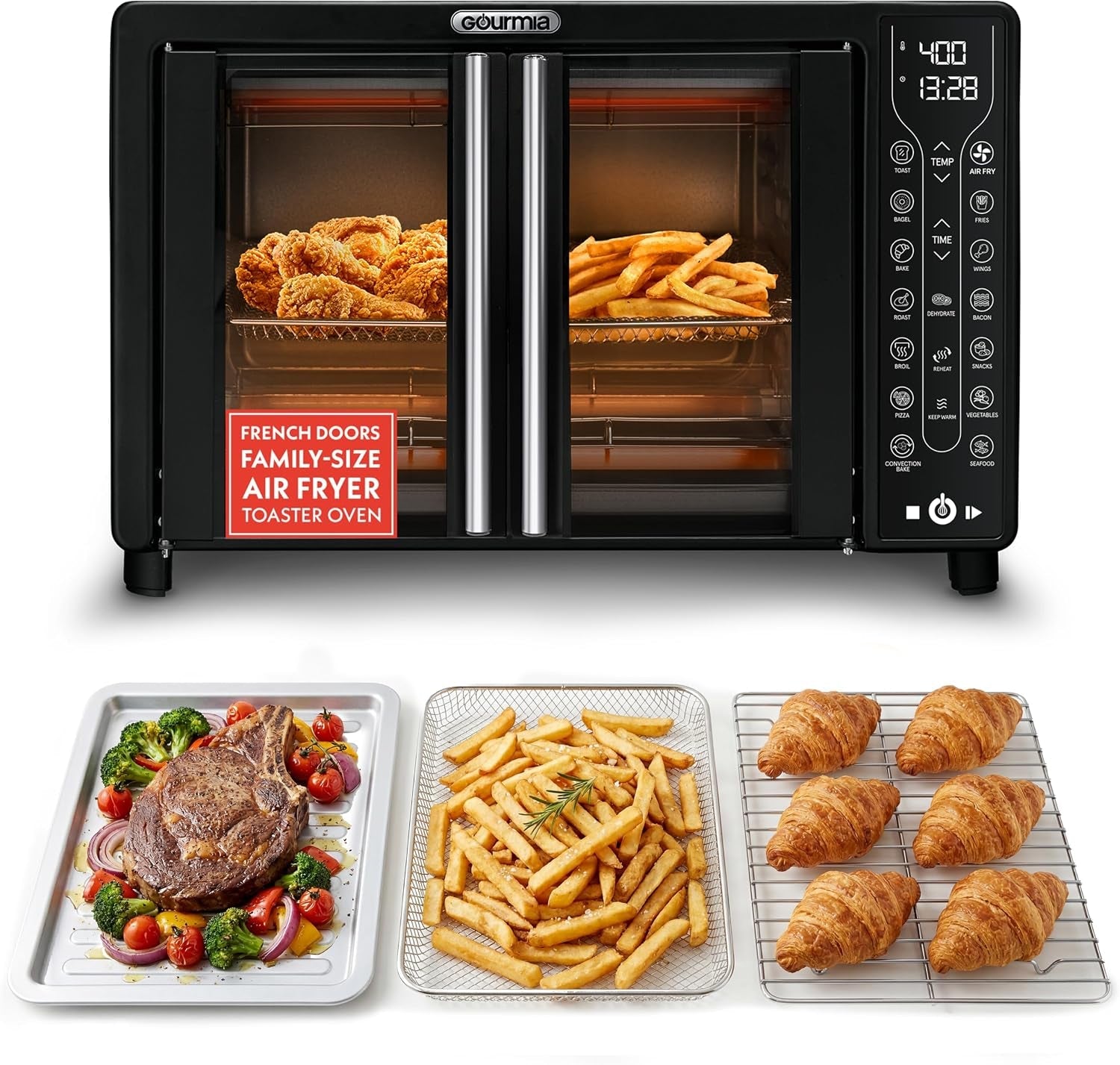 french-door-air-fryer-toaster-oven-6-slice-capacity-fryforce-360-digital-display-with-17-cooking-presets-black