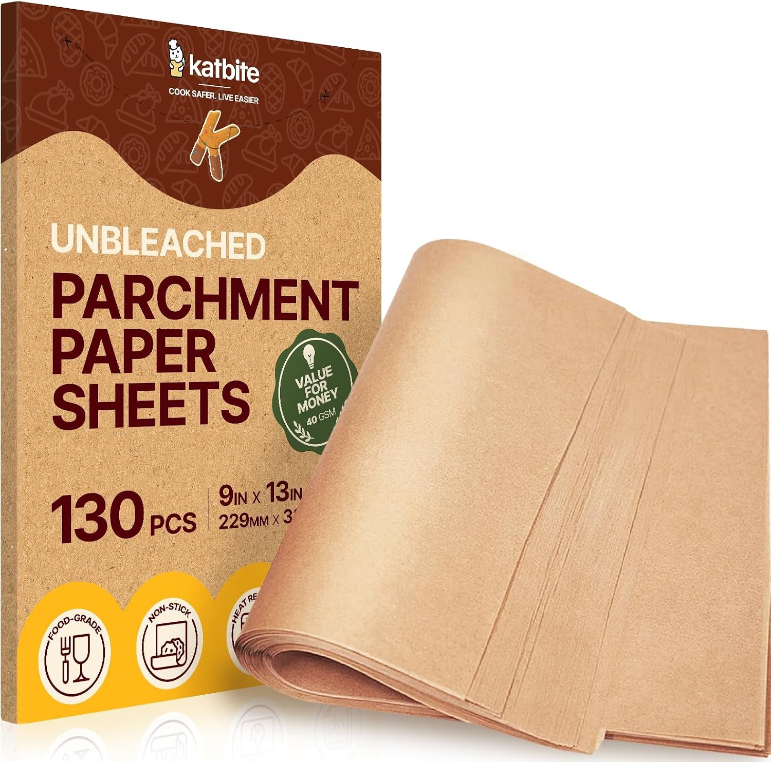 9x13-inch-parchment-paper-sheets-130pcs-unbleached-non-stick-precut-baking-paper-fits-quarter-sheet-pans-food-grade-bpa-free-oven-safe-to-450-f-easy-cleanup-for-baking-roasting