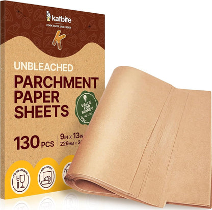9X13 Inch Parchment Paper Sheets 130PCS, Unbleached Non-Stick | Precut Baking Paper Fits Quarter Sheet Pans, Food-Grade & Bpa-Free, Oven Safe to 450°F, Easy Cleanup for Baking, Roasting1