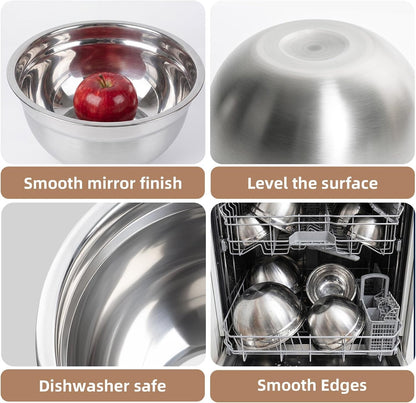 Stainless Steel Mixing Bowl Set, 7PCS Kitchen Prep Bowls (Khaki)4
