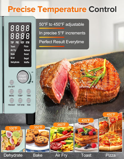 Bravo Pro Smart Air Fryer Toaster Oven Countertop Combo | 10-In-1 Cooking Functions, 1800W, 50-450°F, 21-Qt, Pfas-Free, Upgraded Super Convection, Mint4
