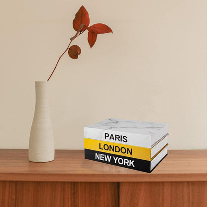 Hardcover Book for Decor Set of 3 Stacked Books for Living Room Coffee Table Decorative Faux Books Decor Storage Book Boxes with Stickers (Z108)7