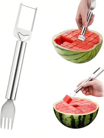 1Pcs Stainless Steel 2-In-1 Watermelon Fork Slicer for Home Kitchen1