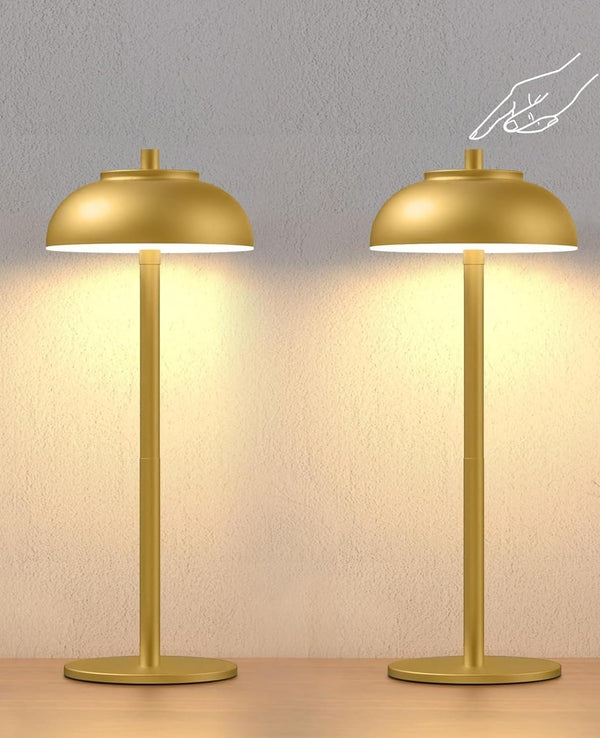 Cordless Table Lamps, Rechargeable LED Touch Lamp, Gold, 2 Pack1