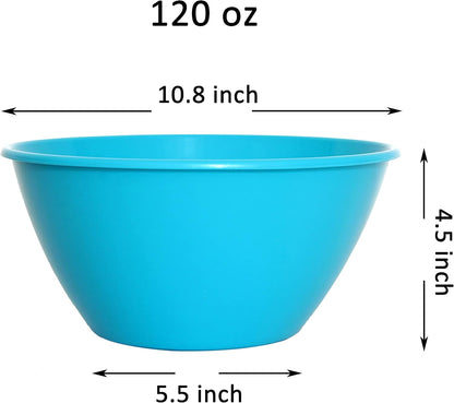 11 Inch 120 Ounce Plastic Mixing and Serving Bowls, Large Popcorn Bowls, Salad Bowls, Chip and Dip Serving Bowls, Set of 9 (Rainbow)2