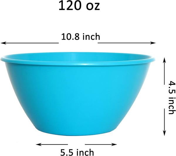 11 Inch 120 Ounce Plastic Mixing and Serving Bowls, Large Popcorn Bowls, Salad Bowls, Chip and Dip Serving Bowls, Set of 9 (Rainbow)2