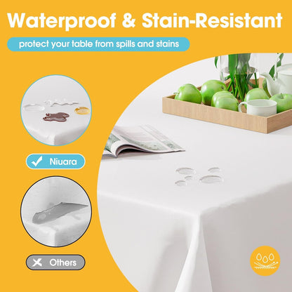 White Plastic Table Cover Roll - 54IN X 100FT, Table Cloth for Rectangle Table with Slide Cutter, Plastic Table Cloth Disposable with Cut-To-Size Design for Weddings, Banquets, Parties | Rectangle Tables, Slide Cutter, Cut-To-Size, Weddings Banquets Parties4