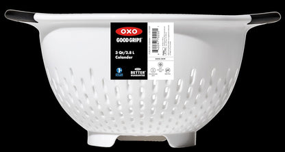 OXO Good Grips Plastic Strainer - 3 Qt Capacity, White | for Pasta and Vegetables, Colander, Non-Slip Feet, Soft Handles, Dishwasher Safe, Stable Draining5