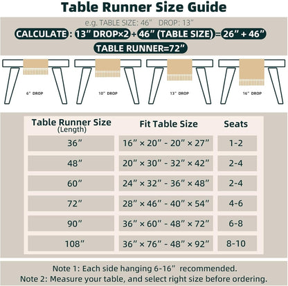 Boho Table Runner for Fall Home Decor 12X72 Rustic with Tassels | 72 Inches Long Farmhouse Kitchen Dining Room Macrame Burlap Coffee Table Decoration Dresser Runner Pottery Barn Furniture3