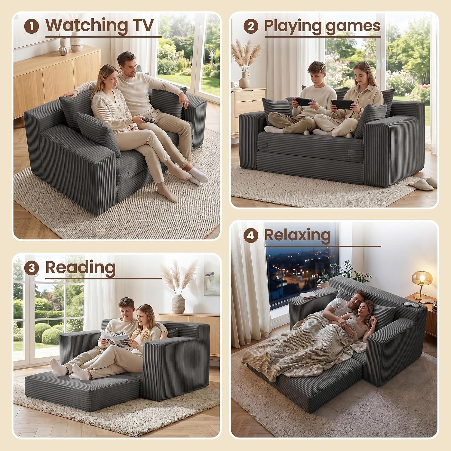 boneless-mini-couch-53-inch-3-in-1-gray-boneless-couches-covertible-sofa-bed-with-4-pillows-small-couches-for-living-room-bedroom-small-space