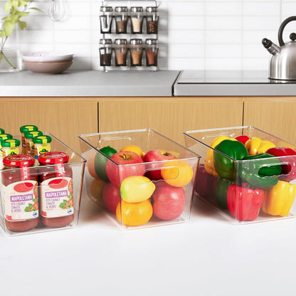 6 Pack Clear Storage Bins, Pantry Organizer Bins with Handle, Large8