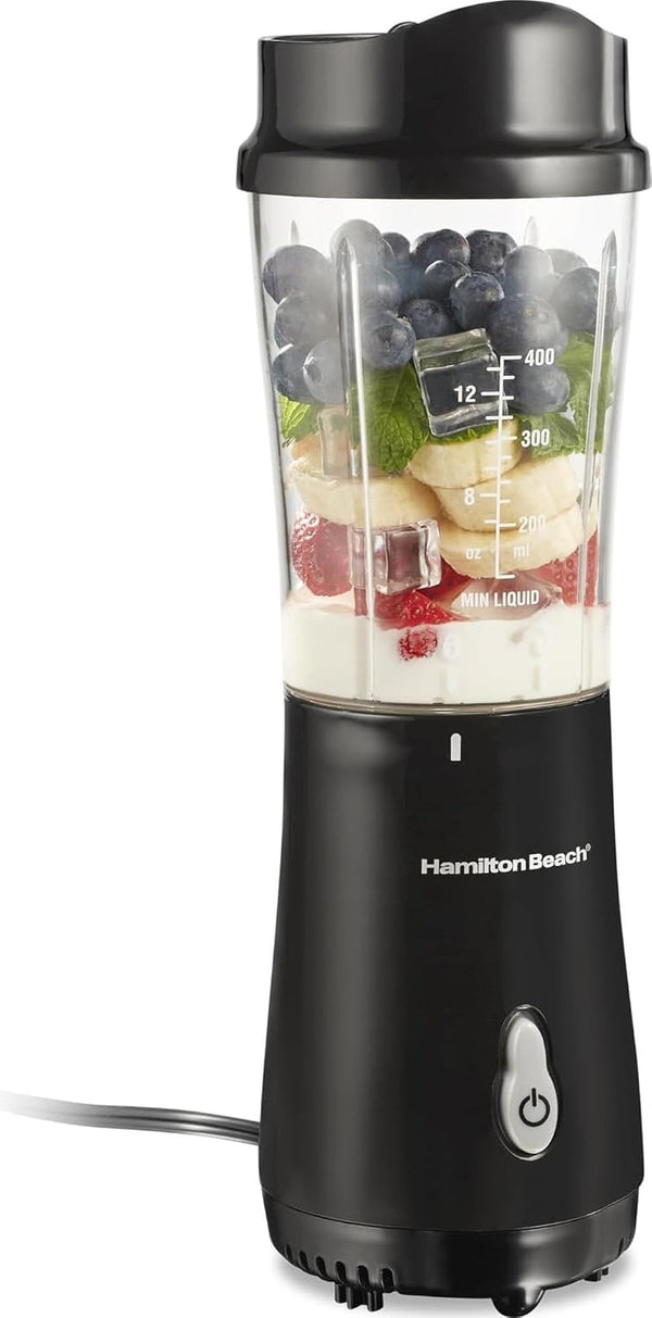 Portable Blender for Smoothies with 14 Oz. Travel Jar | BPA Free Jar & Lid | Durable Stainless Steel Blades | 300 Watts Peak Power | Personal Smoothie Blender | Black | 51101AG1