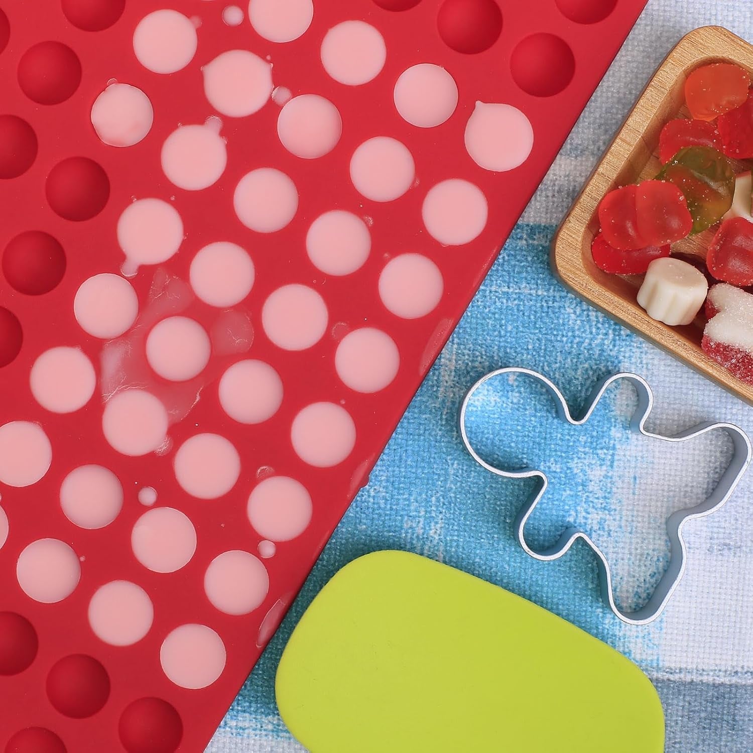 mini-round-silicone-molds-148-cavities-semi-sphere-chocolate-candy-mold-for-baking-and-freezing-chocolate-chip-gumdrop-cookie-dog-treat-cake-decor-fruit-snack-with-a-scraper
