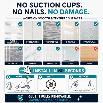 Adhesive Rustproof Shower Caddy, No Drill, Easy Clean Shelves9