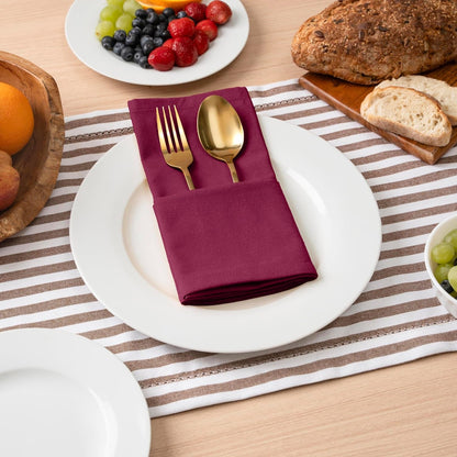 Solid Cloth Napkins Set of 6 Burgundy 100% Cotton Dinner Napkins 18X18 Inches - Soft, Reusable, Absorbent & Washable Linen, Ideal for Wedding Events Farmhouse Parties Hotel & Everyday Use4