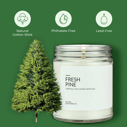 Soy Wax Candles (Fresh Pine) - Pine Candle - Soy Candles for Home Scented - Long Burning Premium - Hand-Poured (7Oz.)3