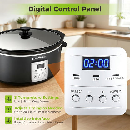 7 Quart Programmable Slow Cooker, Auto Keep Warm, High Low Warm Settings, Removable Dishwasher-Safe Nonstick Pot for Easy Cleanup8