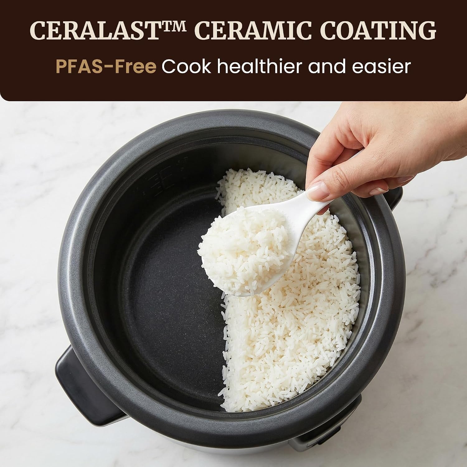 erc6gc-ceramic-rice-cooker-pfas-free-non-stick-gray-6-cup-capacity-ceralast-coating-tempered-glass-lid-one-touch-cooking-includes-bpa-free-measuring-cup-and-spatula