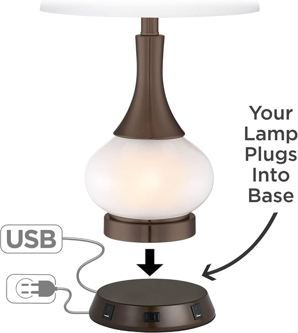 Rocco 30" Large Table Lamp Blue Ceramic USB Workstation Base Handmade6