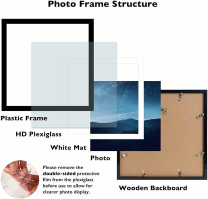 12X12 Picture Frame with Mat for 30 X 30Cm Diamond Art Painting, Display Photo 10X10 or 12 X 12 without Mat, Wall Hanging Large Frame with Plexiglass, Black4
