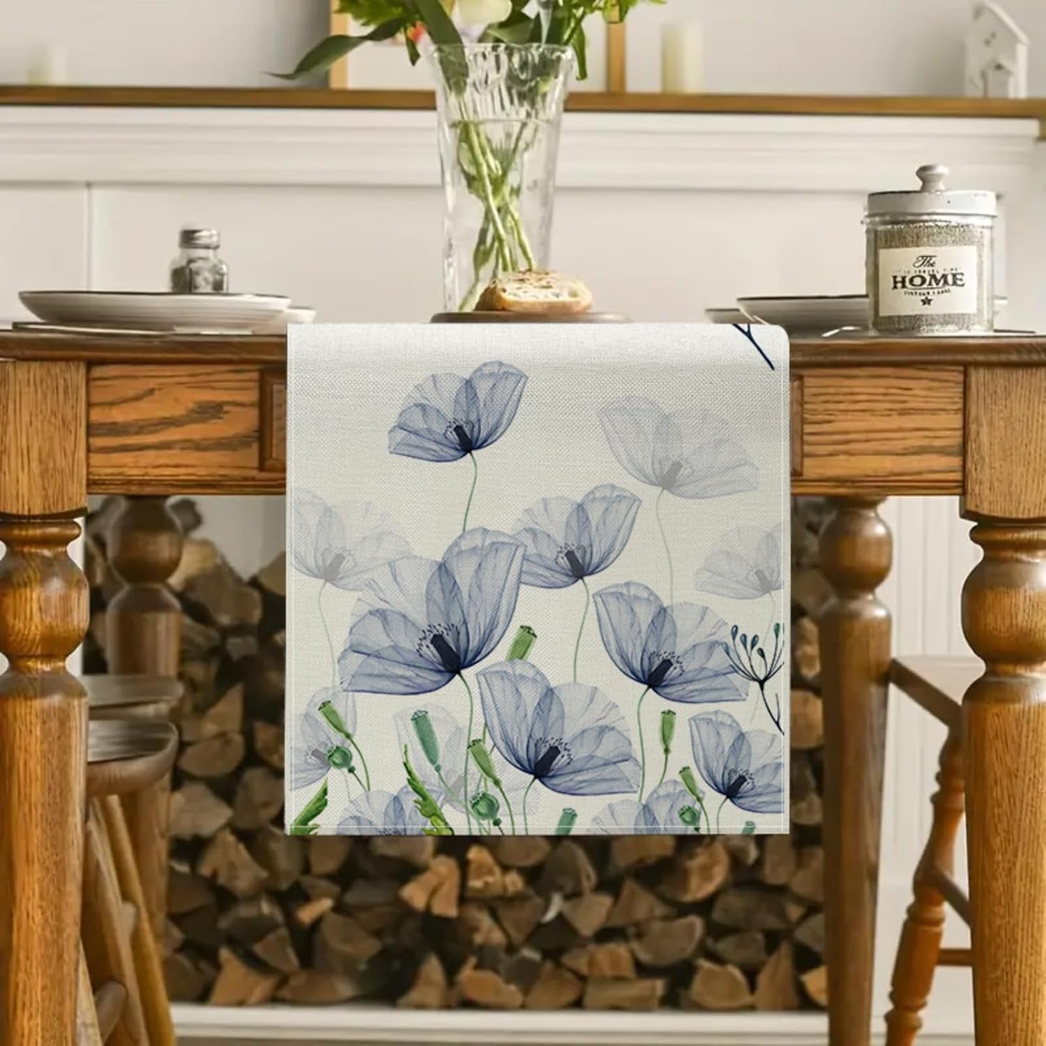 poppy-floral-leaves-table-runner-13x72-inch-seasonal-spring-summer-blue-flower-kitchen-dinning-table-decoration-for-home-party-decor