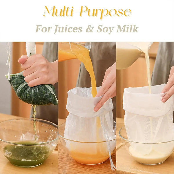 Reusable Fine Mesh Strainer Bag, Multi-Use Nylon Filter for Nut Milk Brewing & Juice Extraction, Food Grade Filtration Bag (200Mesh-2Pcs)6