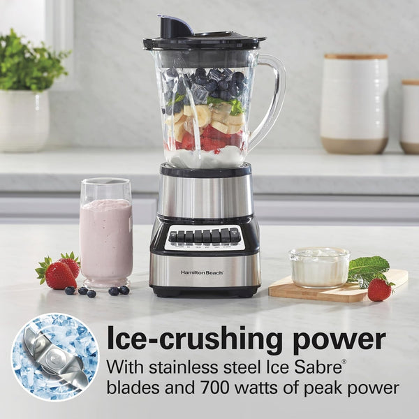 Wave Crusher Blender for Smoothies with 40 Oz Glass Jar and 14 Functions, Ice Sabre Blades & 700 Watts for Consistently Smooth Results, Black + Stainless Steel (54221)3