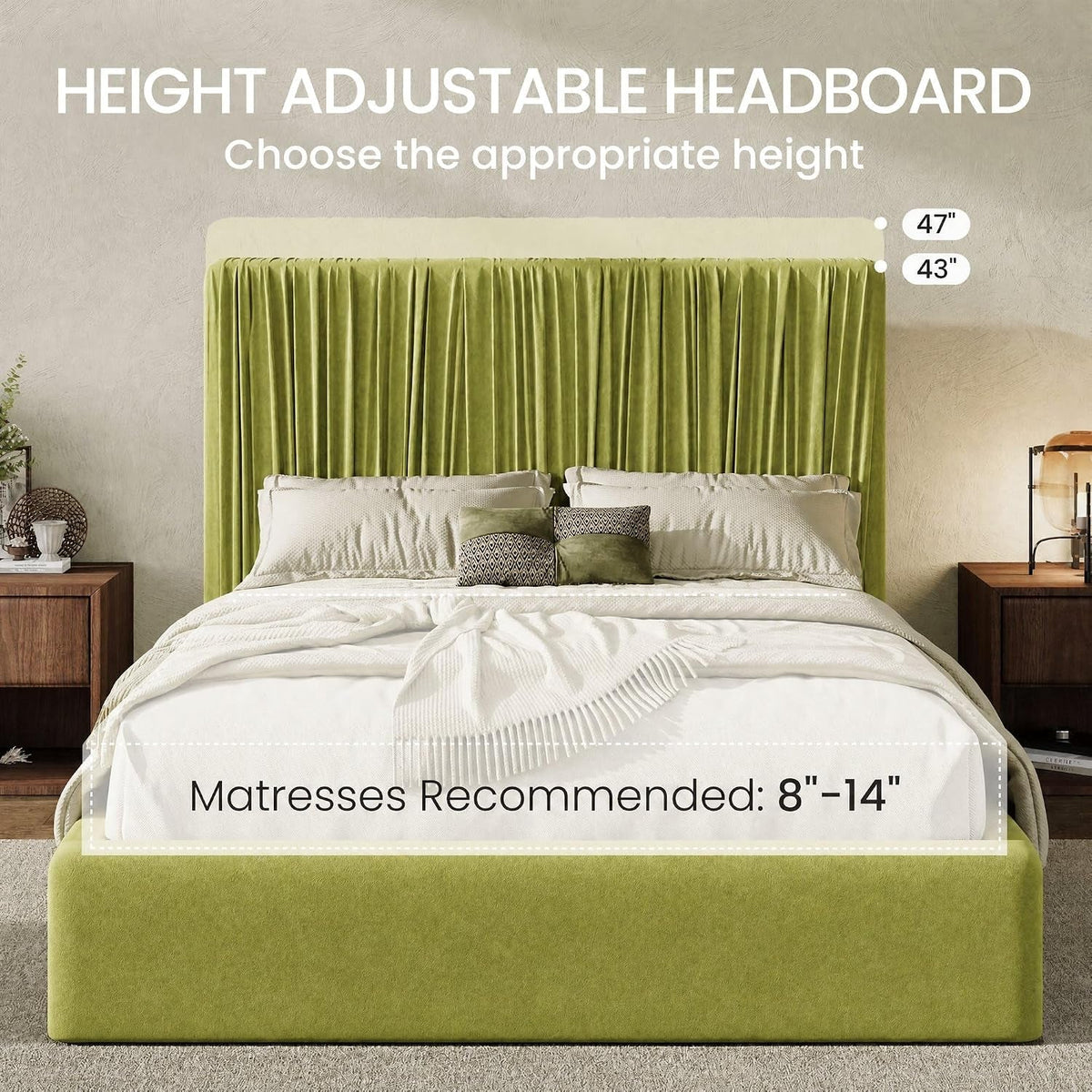 queen-size-artisanal-pleated-velvet-bed-frame-with-adjustable-headboard-luxurious-upholstered-floor-platform-bed-modern-low-profile-frame-green