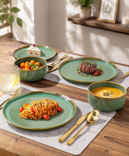 Dinnerware Sets for 4, Ceramic Plates and Bowls Sets (12 Piece)2