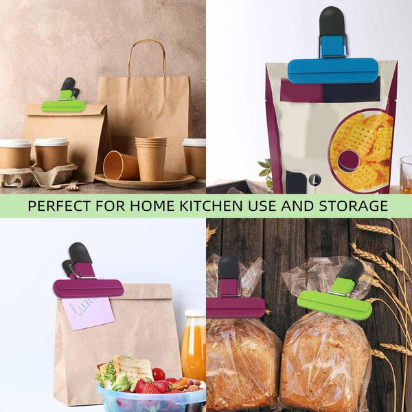 6 Pack Chip Bag Chips Food Clips with Heavy Duty Tight Seal Grip Plastic Bags Clips for Food Storage Assorted Colors Food Bag Clips Snack Clips Small Sizes Kitchen Clip for Coffee Snacks (3 Colors)7