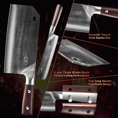 8.1″ Hand Forged Serbian Cleaver & Chef’S Knife – High Carbon Stainless Steel Butcher Knife with Full Tang for Kitchen & Outdoor5