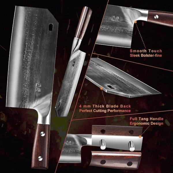 8.1″ Hand Forged Serbian Cleaver & Chef’S Knife – High Carbon Stainless Steel Butcher Knife with Full Tang for Kitchen & Outdoor5