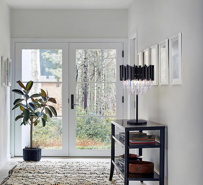 Black Crystal Table Lamp,3 Lights Geometric Table Lamps3