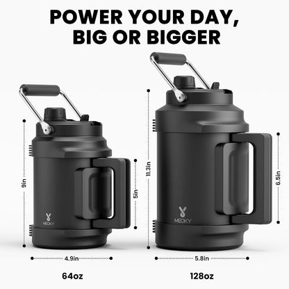 1 Gallon Insulated Water Bottle for Sports:  128 Oz Triple Wall Vacuum Stainless Steel Water Jug - Top and Side Handles, Cold for 48 Hrs, 2-In-1 Straw and Spout Lid, Leak Proof for Hiking (Night)7