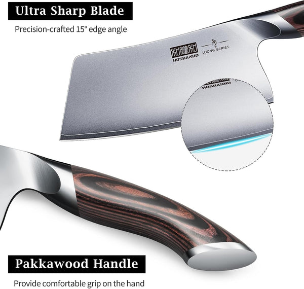 Ultra Sharp Japanese High Carbon Steel Vegetable Meat Cleaver & High Carbon Stainless Steel Kitchen Knife & Professional Japanese Fish Knife for Meat Poultry Cutting3
