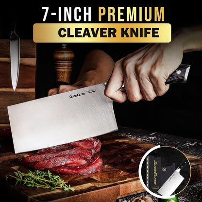 Slice Series 7 Inch Cleaver Knife, German Steel, Pakkawood2
