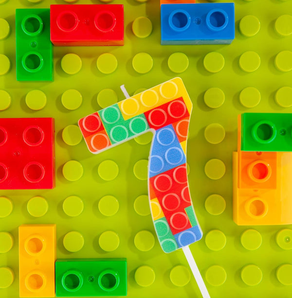 Number 7 Building Block Birthday Cake Candle, Numeral Birthday Candles2