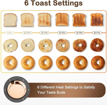 4 Slice Toaster, Long Slot Toaster with Warming Rack, Timer, Bagel, Defrost, Reheat Functions, Crumb Tray, 6 Browning Settings, Extra Wide Long Slots, Stainless Steel, 1300W, Grey5