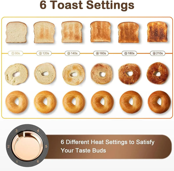4 Slice Toaster, Long Slot Toaster with Warming Rack, Timer, Bagel, Defrost, Reheat Functions, Crumb Tray, 6 Browning Settings, Extra Wide Long Slots, Stainless Steel, 1300W, Grey5