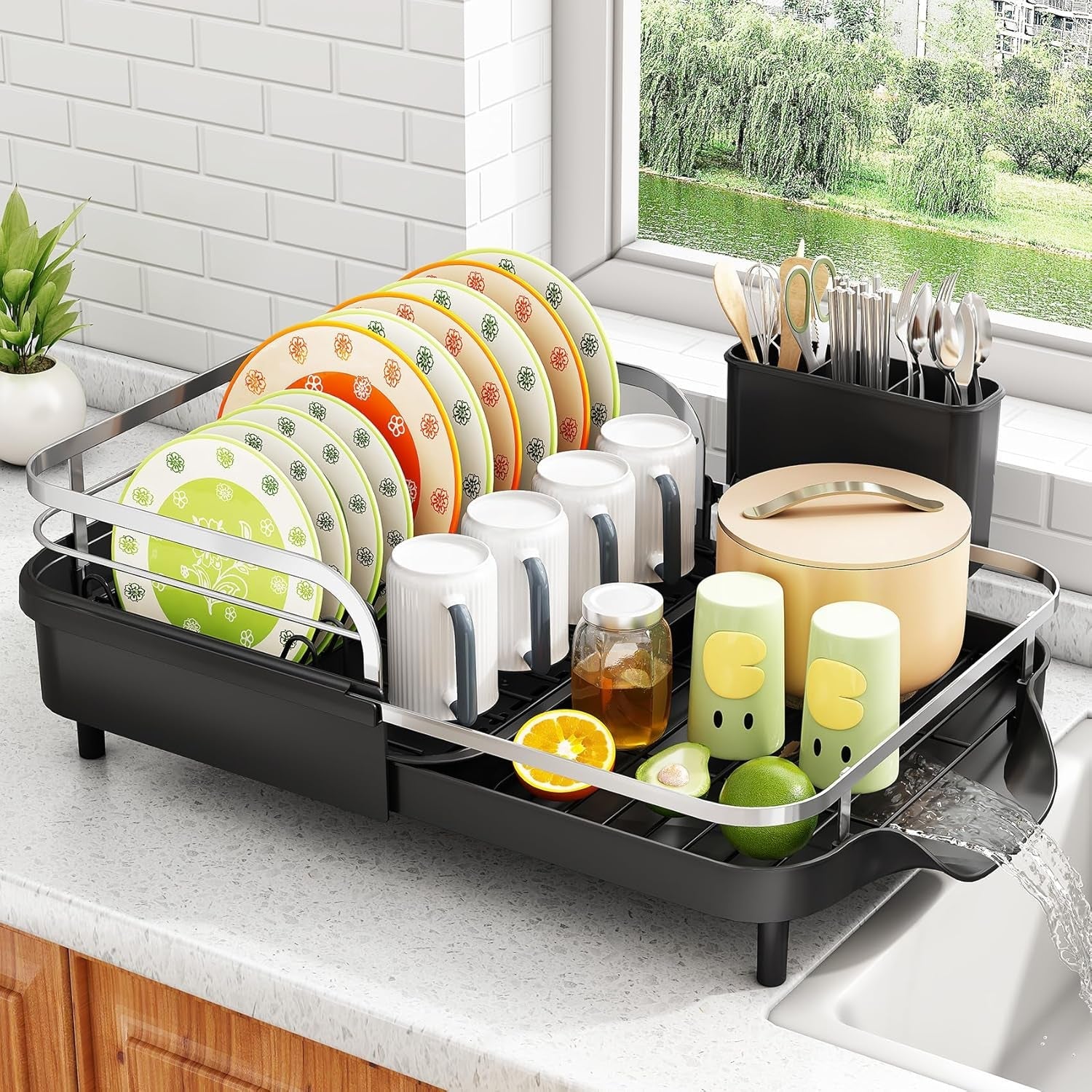 expandable-dish-drying-rack-for-small-kitchen-counter-black