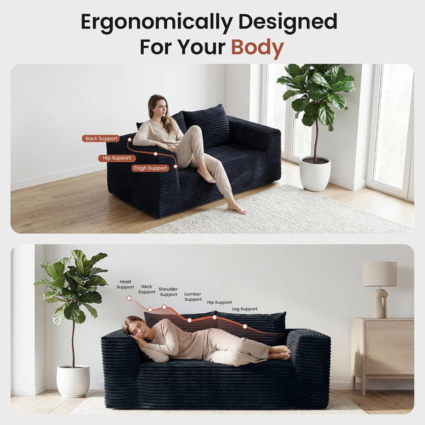 Loveseat Boneless Sofa, 71" Memory Foam Sofa in a Box, Cloud Corduroy Deep Seat Couch, No Assembly Needed, Small Sofa for Living Rooms, Apartments & Offices5