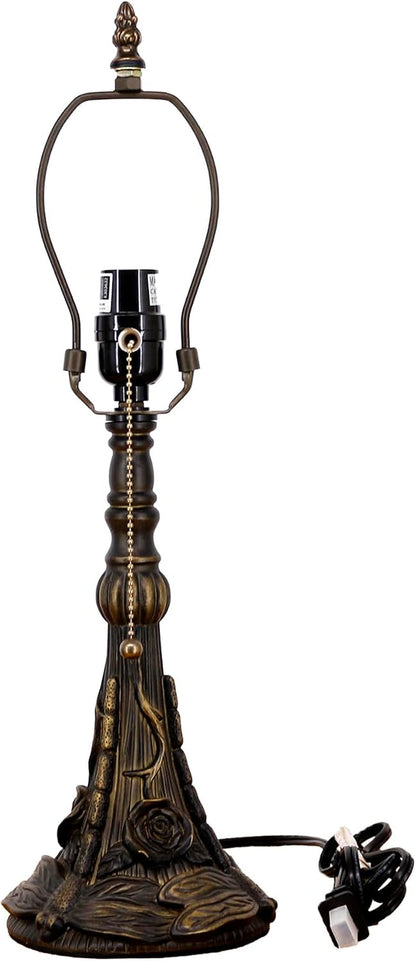 Table Lamp Base Replacement Only(E (W 6 H 19 Inch)) | Fit for 8, 10, 12 Inch Tiffany Style Stained Glass Lampshade, Dark Bronze Finish,Resin, Push Switch on Cord1