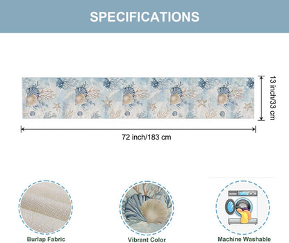 Coastal Sea Shell Starfish Table Runner 13X72 Inch Summer Ocean Beach Kitchen Dinning Table Decoration for Indoor Outdoor Home Party Décor6