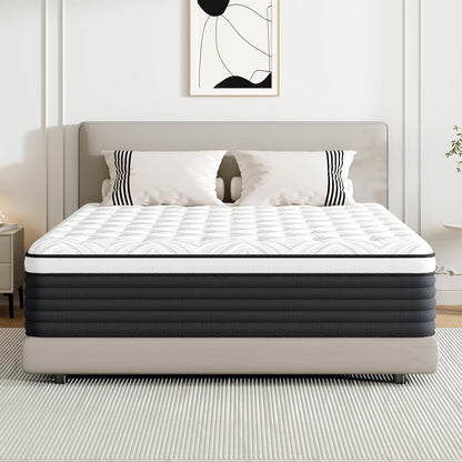 Twin Mattress, 12 Inch Hybrid Memory Foam Mattress in a Box, Pressure Relief for Back Support, Medium Firm, Individually Pocket Springs, 100-Night Trial & Certipur-Us Certified, Twin Size, White1