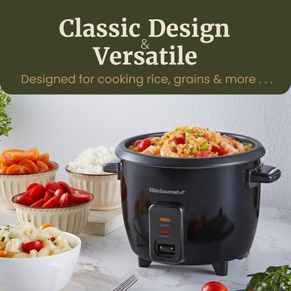 Electric Rice Cooker with Steam Tray and Non-Stick Inner Pot Makes Soups, Stews, Grains, Cereals, Keep Warm Feature, 6 Cups Cooked (3 Cups Uncooked), Black7