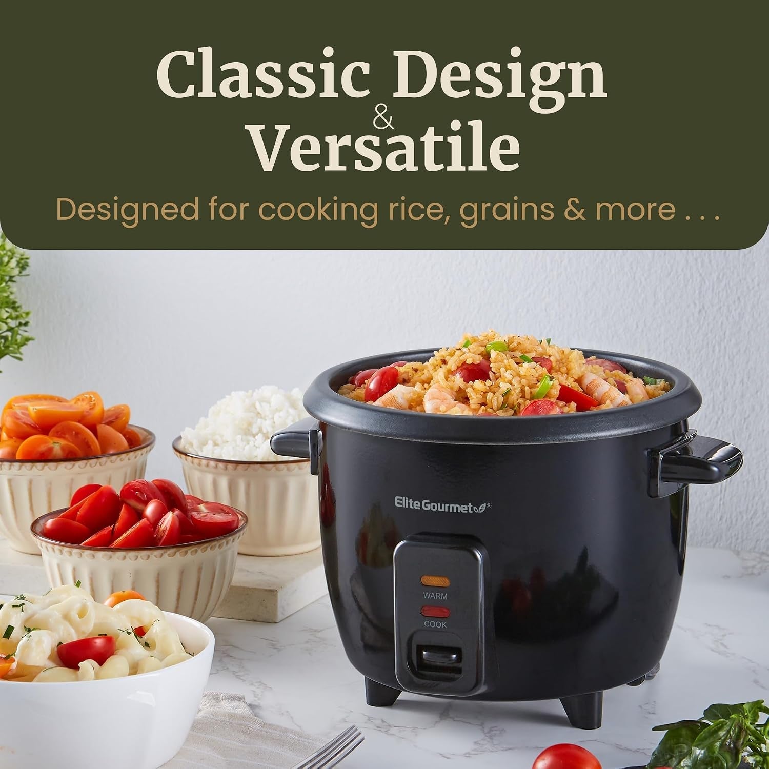 rice-cooker-steamer-non-stick-pot-black-6-cups-cooked-includes-steam-tray-keep-warm-3-cups-uncooked-also-makes-soups-stews-grains-and-cereals
