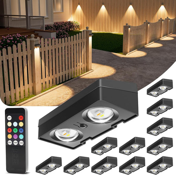 Solar Fence Lights with Remote Control 12 Pack, 50 LM Fence Lights1