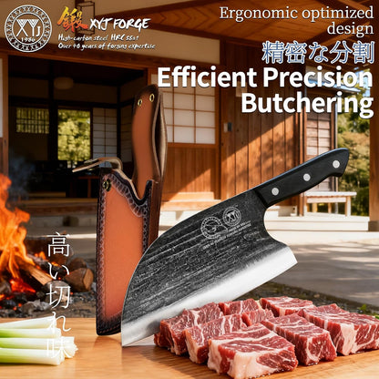 Full Tang, Serbian Chefs Knife,Chef Meat Cleaver,Kitchen Knives,Set with Leather Sheath,Take Carrying,Butcher (8 Inch)4